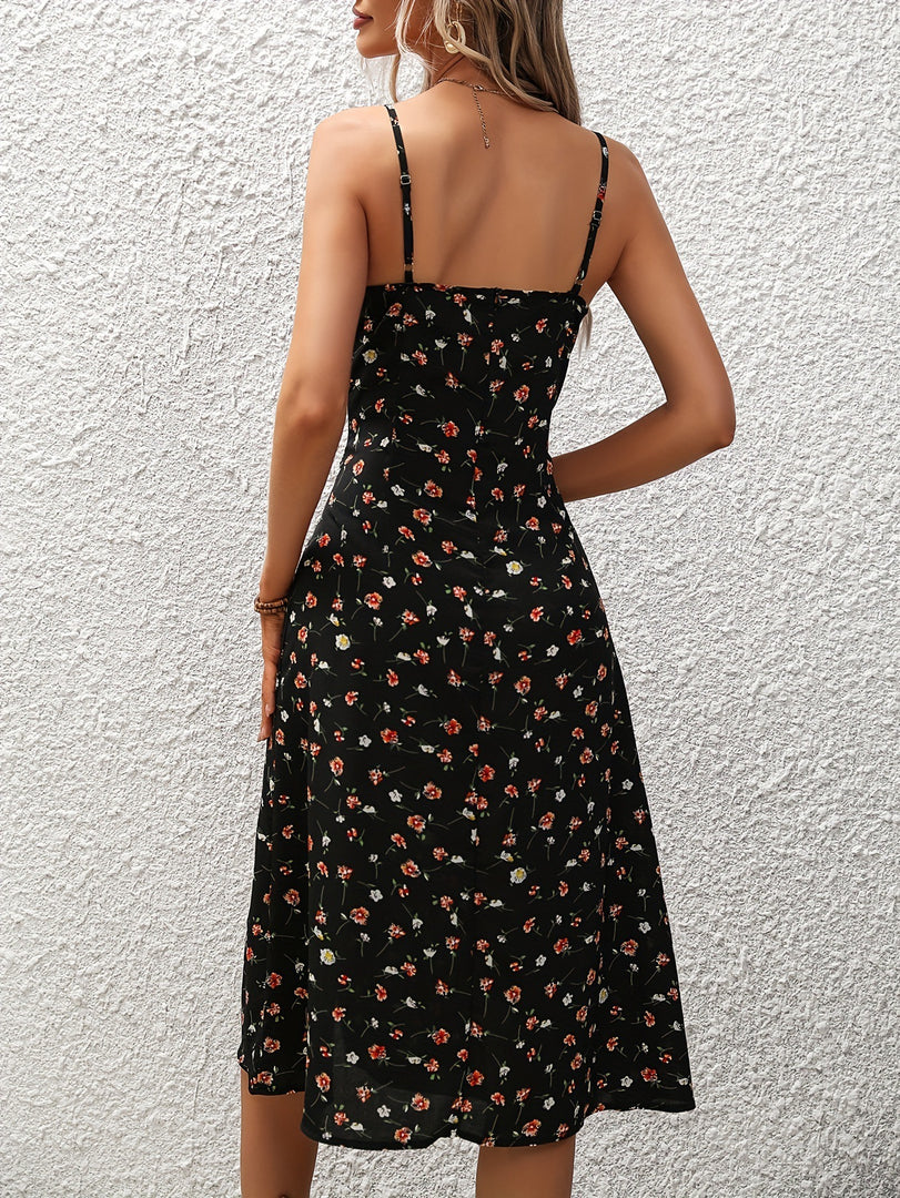 New Polka Dot Print Suspender Dress Summer Long Dresses For Womens Clothing