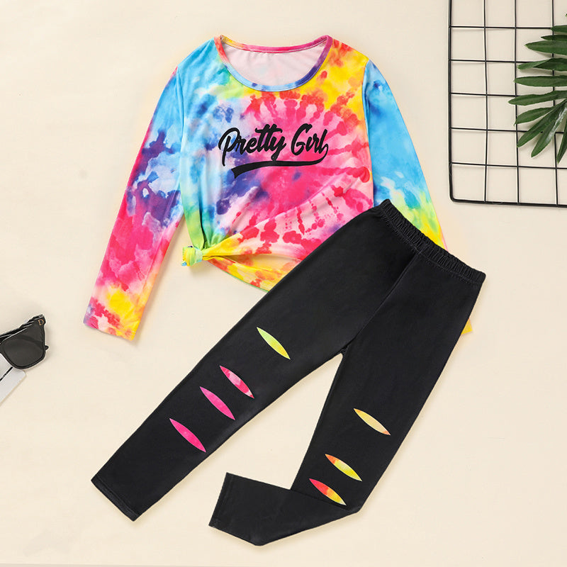Toddler Girls' Spring Fall Outfit Set Print Long Sleeve Pullover Top & Matching Pants