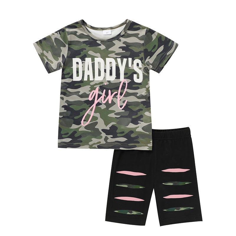Toddler Girl 'Daddy's Girl' Father's Day Outfit Cute Letter Print Top & Pants Set