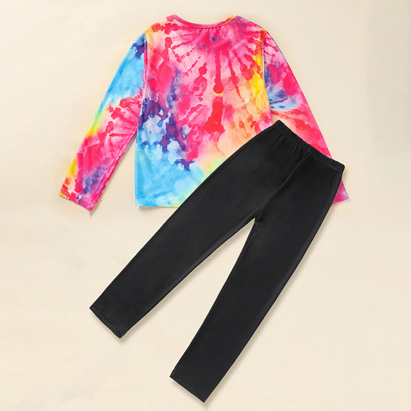 Toddler Girls' Spring Fall Outfit Set Print Long Sleeve Pullover Top & Matching Pants